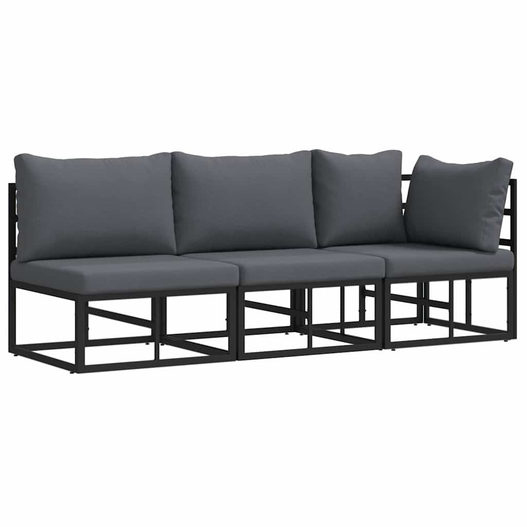 3 pz Mobili da Esterno Metallo Nero e antracite