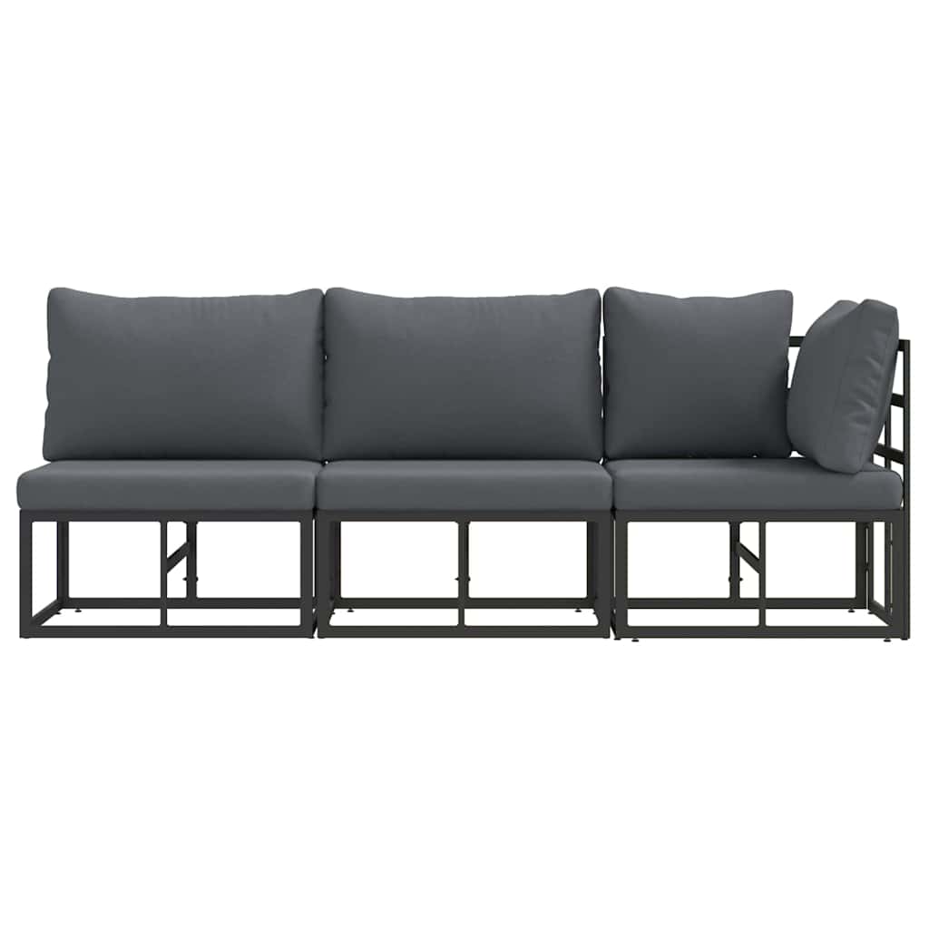 3 pz Mobili da Esterno Metallo Nero e antracite