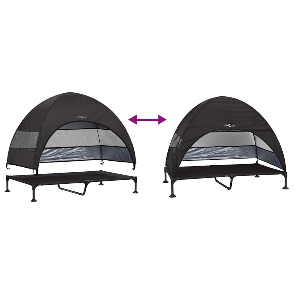Letto per Cani Elevato 127 x 81 x 108 cm Tessuto e acciaio Nero