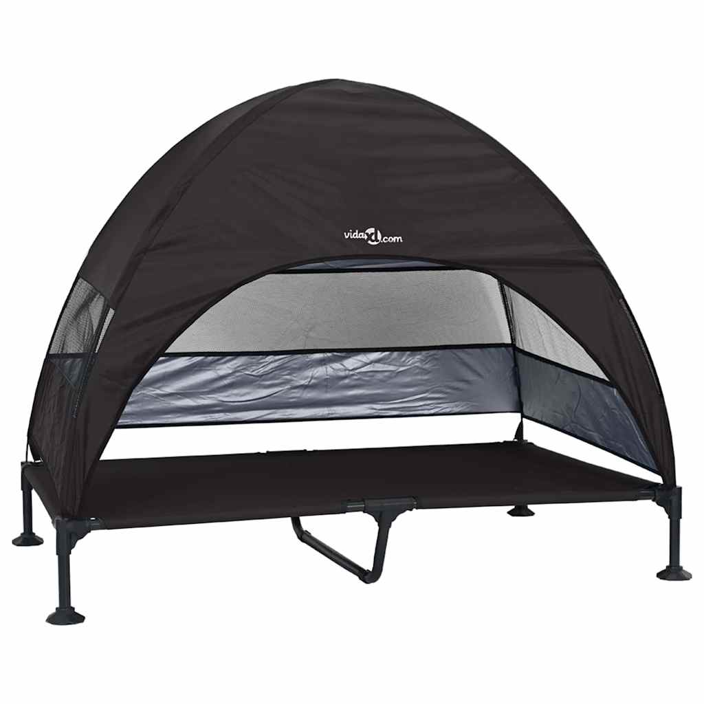 Letto per Cani Elevato 127 x 81 x 108 cm Tessuto e acciaio Nero