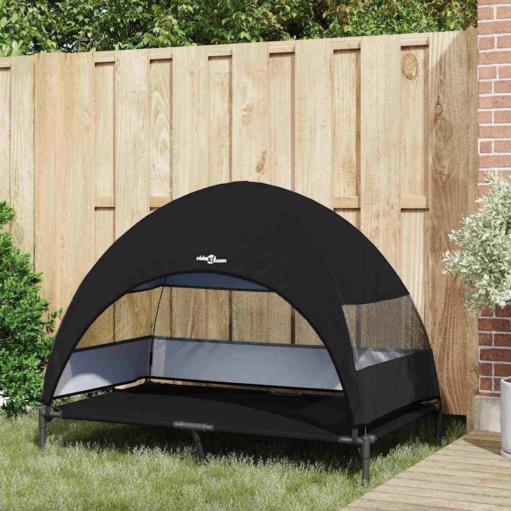 Letto per Cani Elevato 127 x 81 x 108 cm Tessuto e acciaio Nero