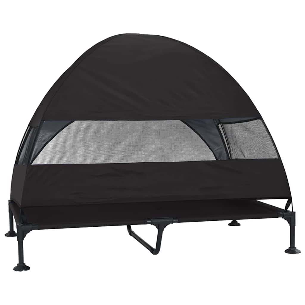 Letto per Cani Elevato 127 x 81 x 108 cm Tessuto e acciaio Nero