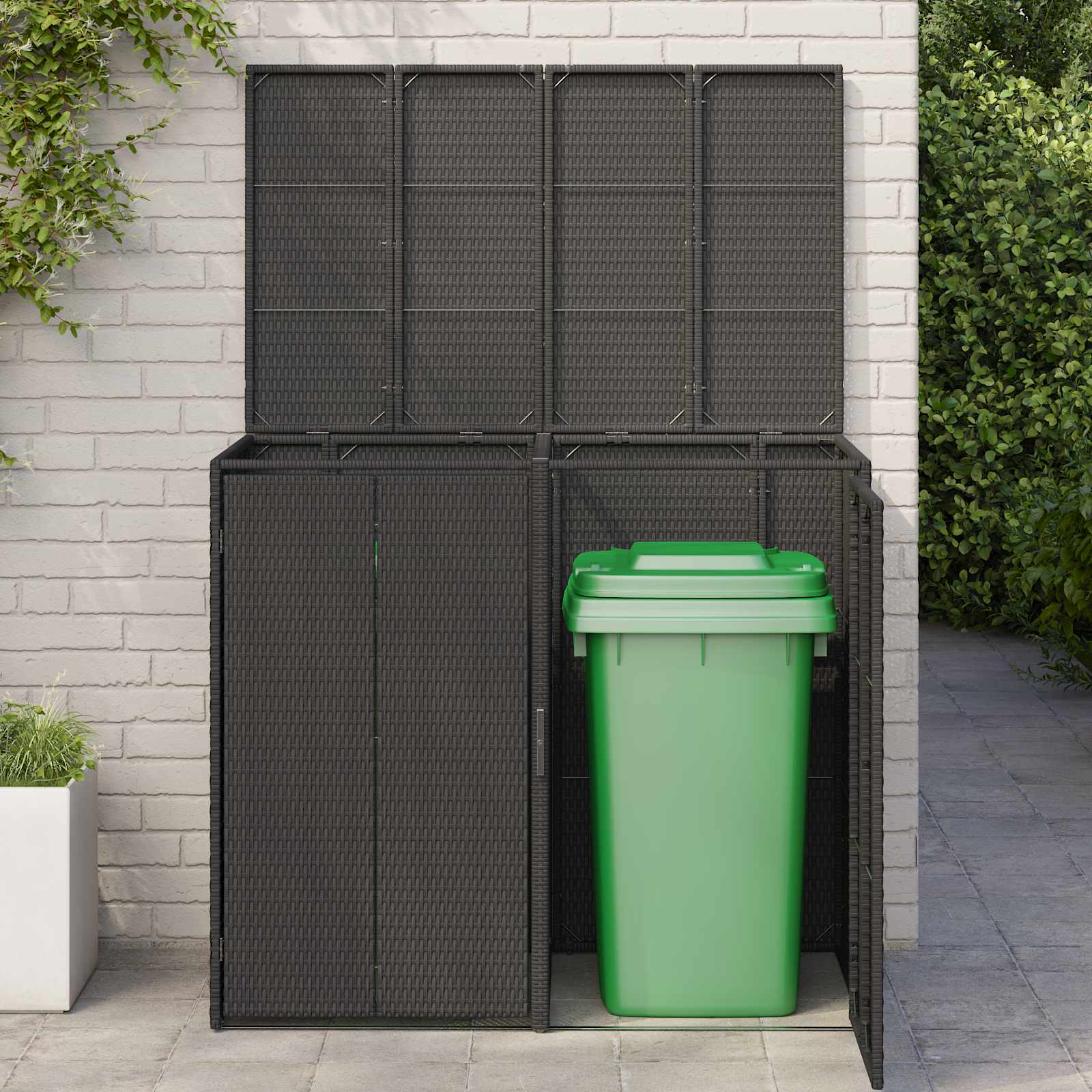 Cassa per Spazzatura 2 pz Nero 130 x 80 x 115 cm Polietilene