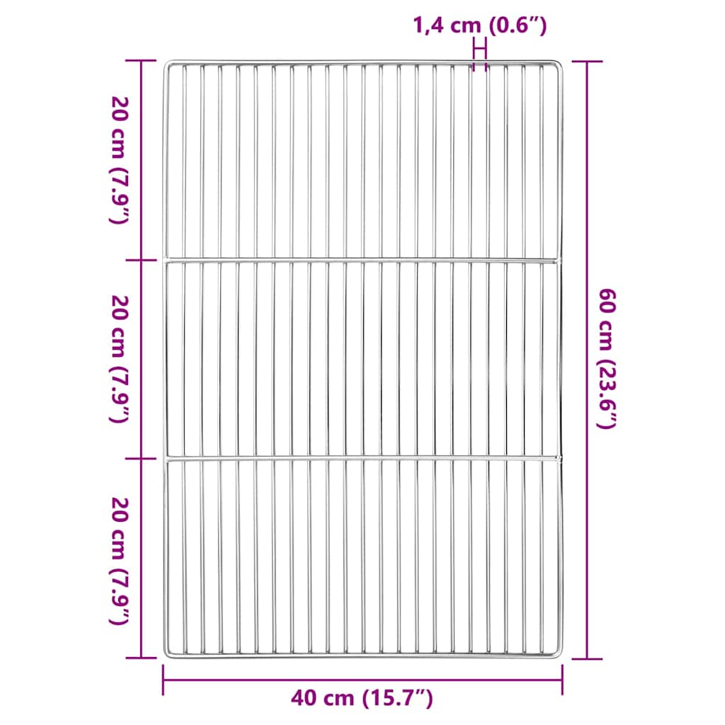 Griglia 60 x 40 cm Acciaio Inox Argento