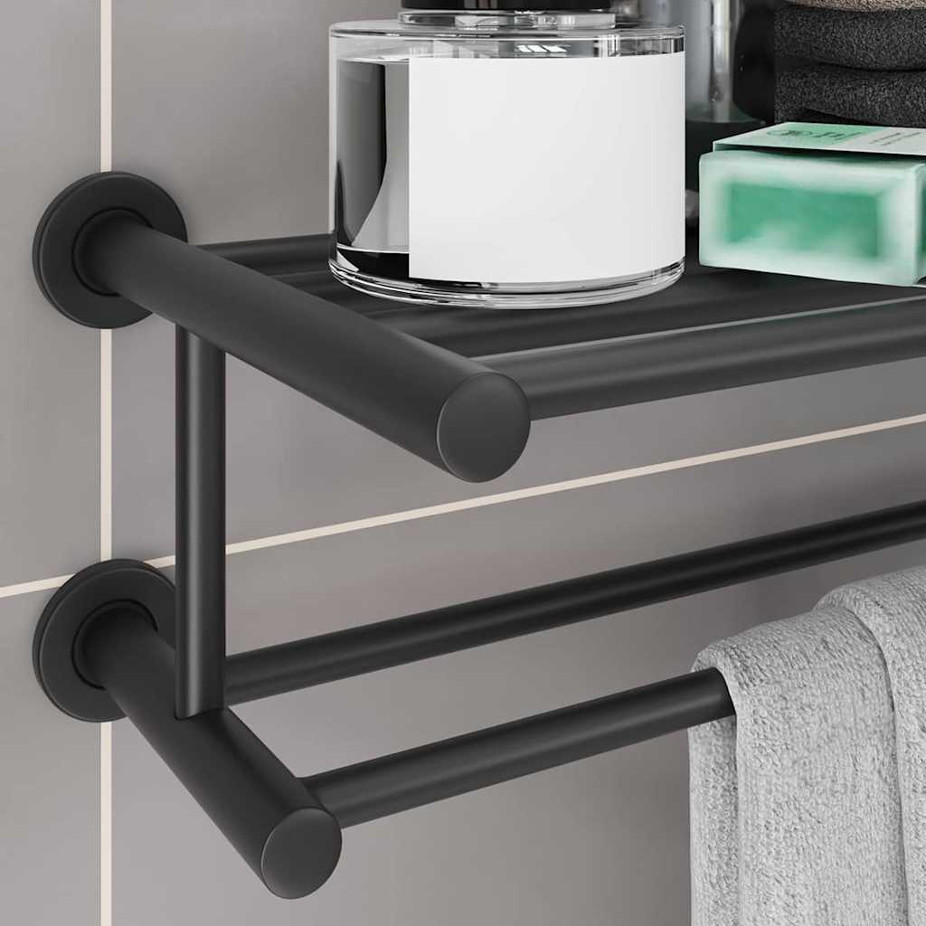 Porta asciugamani Nero 61 x 23 x 17 cm Acciaio inossidabile