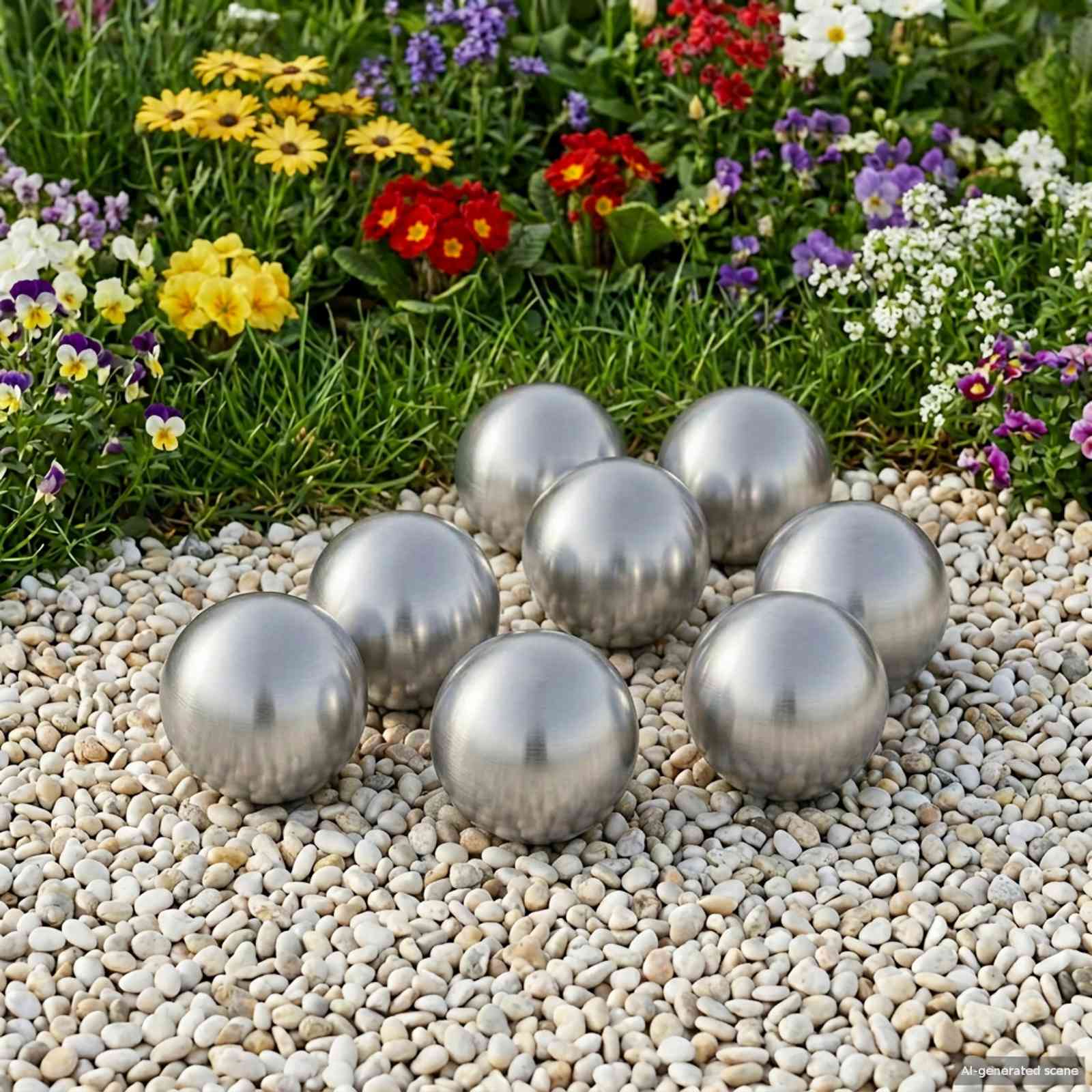 Palla Spazzolata 8 pz Ø 5 cm Argento Acciaio Inossidabile 201