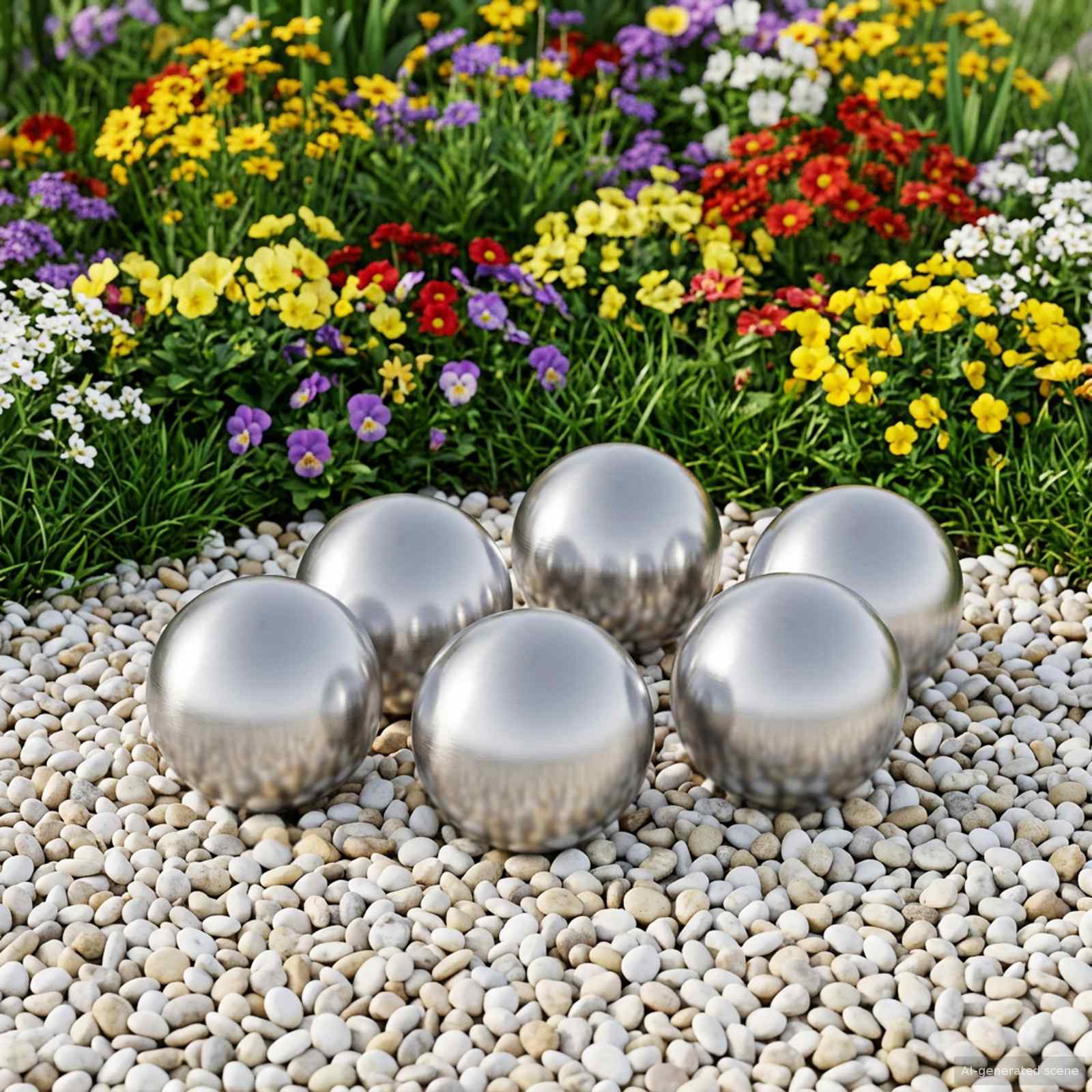 Palla Spazzolata 6 pz Ø 7,5 cm Argento Acciaio Inossidabile 201
