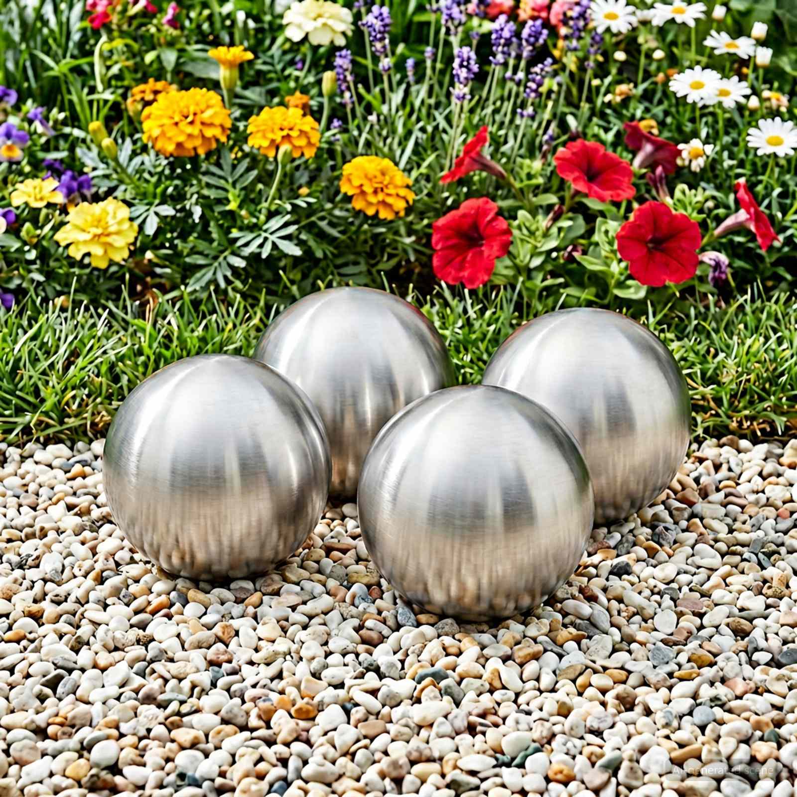 Palla Spazzolata 4 pz Ø 10 cm Argento Acciaio Inossidabile 201