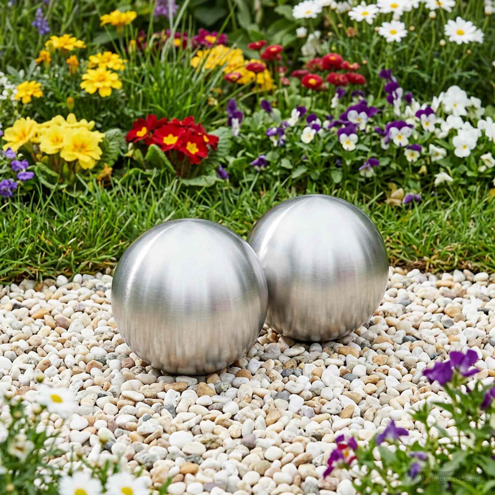 Palla Spazzolata 2 pz Ø 15 cm Argento Acciaio Inossidabile 201