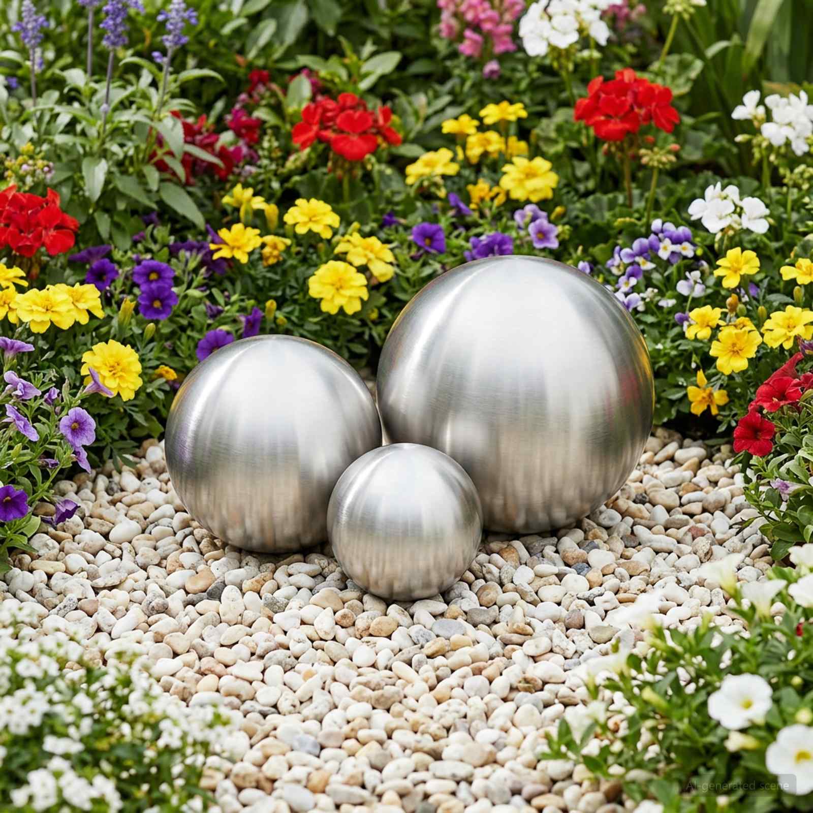 Palla Spazzolata 3 pz Ø 20 cm Argento Acciaio Inossidabile 201