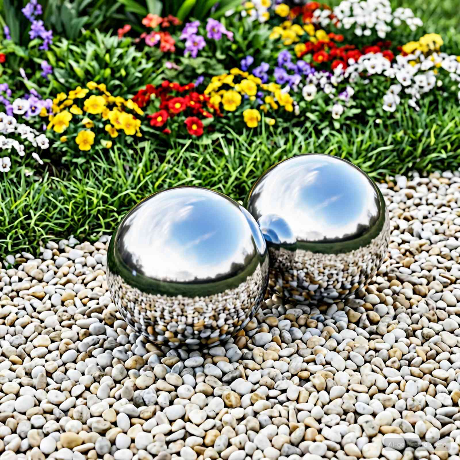 Palla a Specchio 2 pz Ø 15 cm Argento Acciaio Inossidabile 201