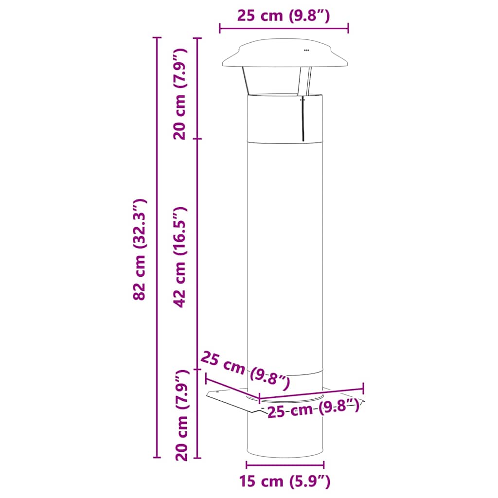 Estensione Camino Argento 25 x 25 x 82 cm Acciaio inossidabile