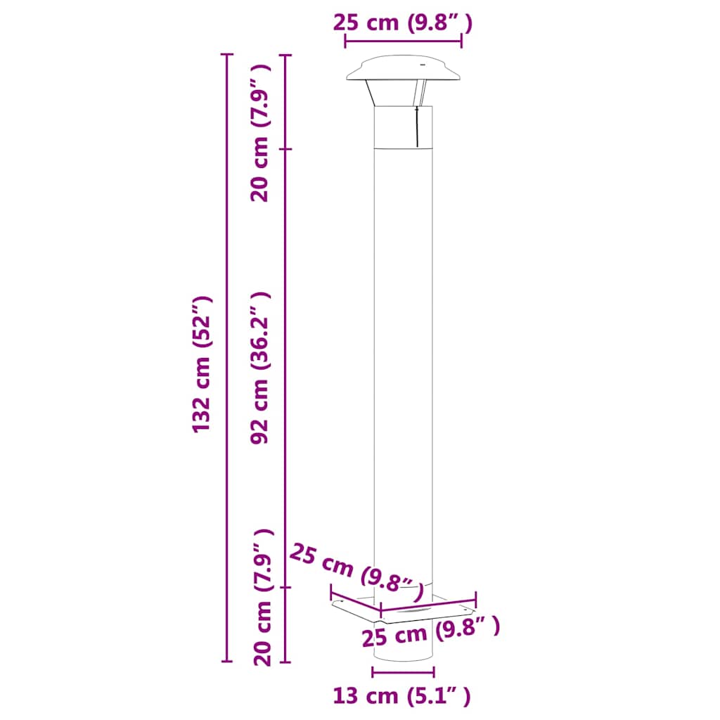 Estensione Camino Argento 25 x 25 x 132 cm Acciaio inox