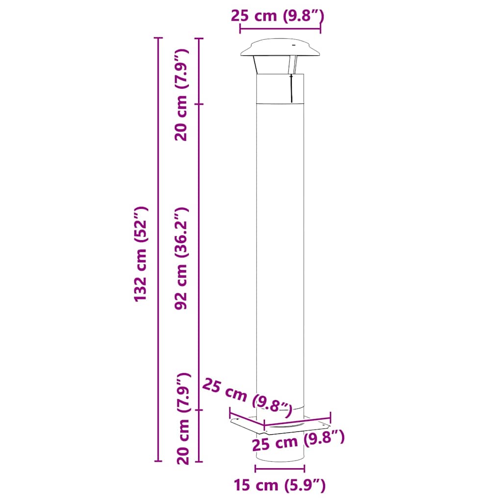 Estensione Camino Argento 25 x 25 x 132 cm Acciaio inox