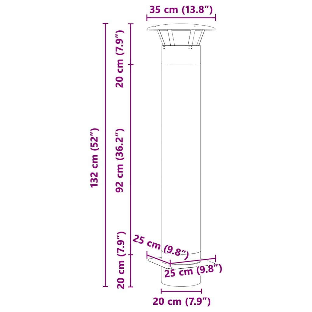 Estensione Camino Argento 35 x 35 x 132 cm Acciaio inox