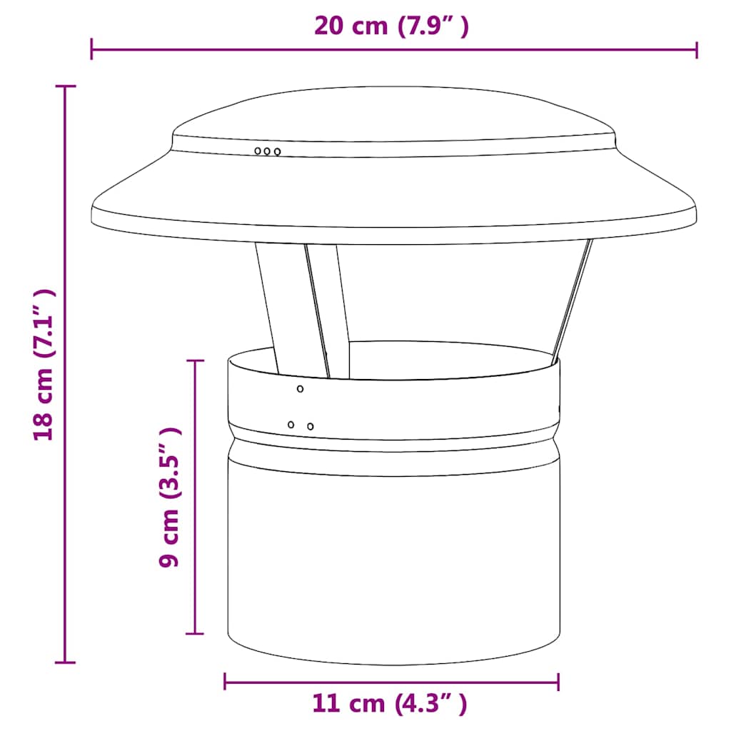 Copertura per Camino Argento 20 x 20 x 18 cm Acciaio Inox