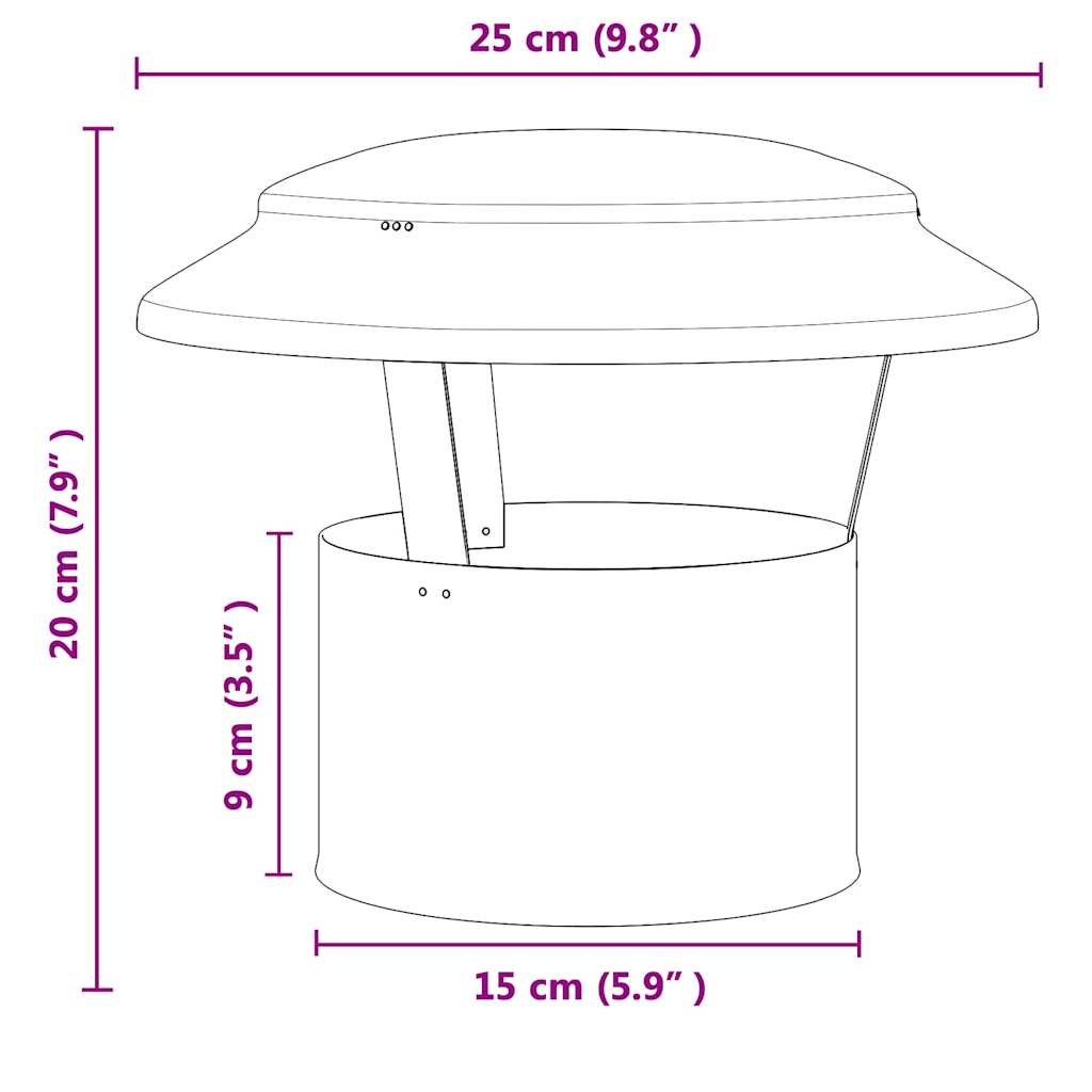Copertura per Camino Argento 25 x 25 x 20 cm Acciaio Inox