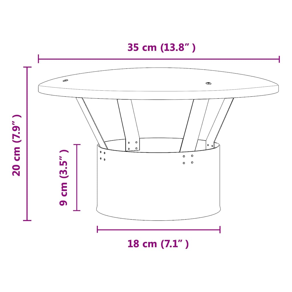 Copertura per Camino Argento 35 x 35 x 20 cm Acciaio Inox