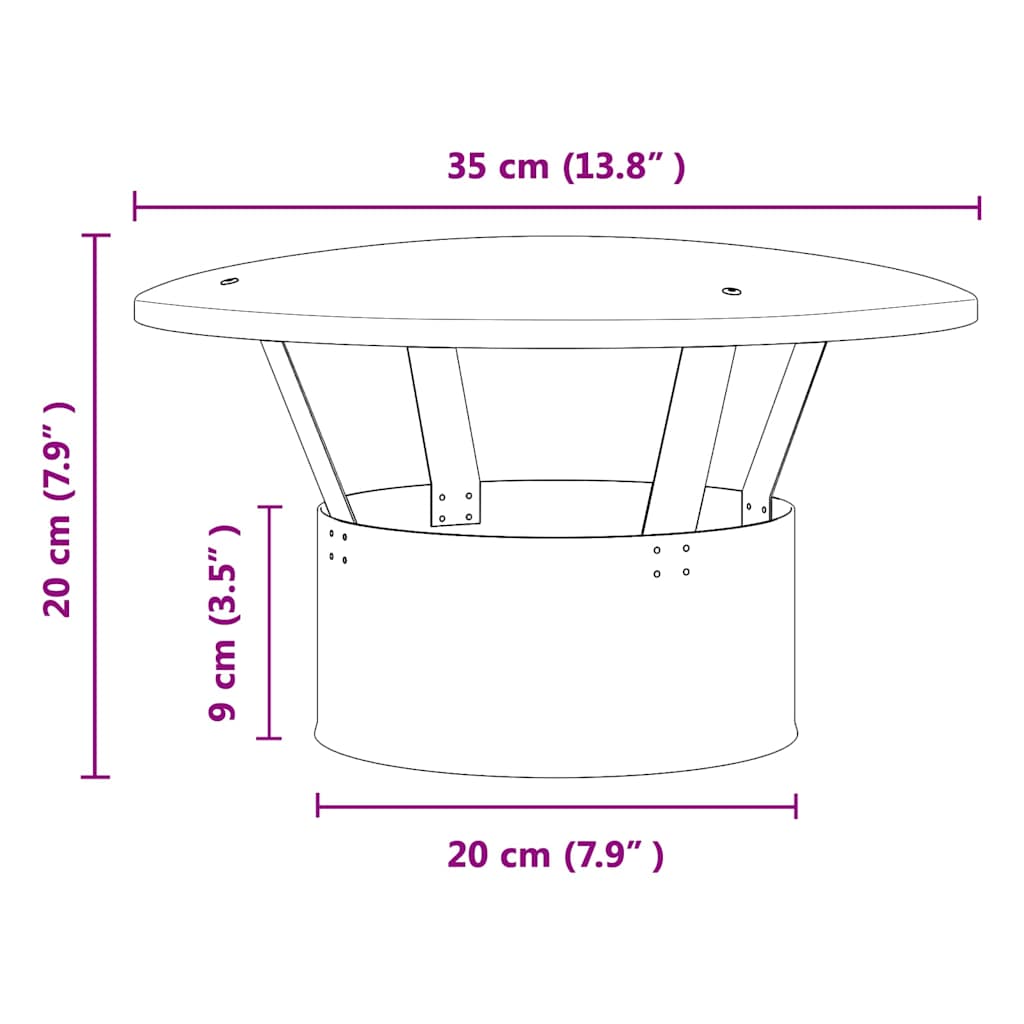 Copertura per Camino Argento 35 x 35 x 20 cm Acciaio Inox
