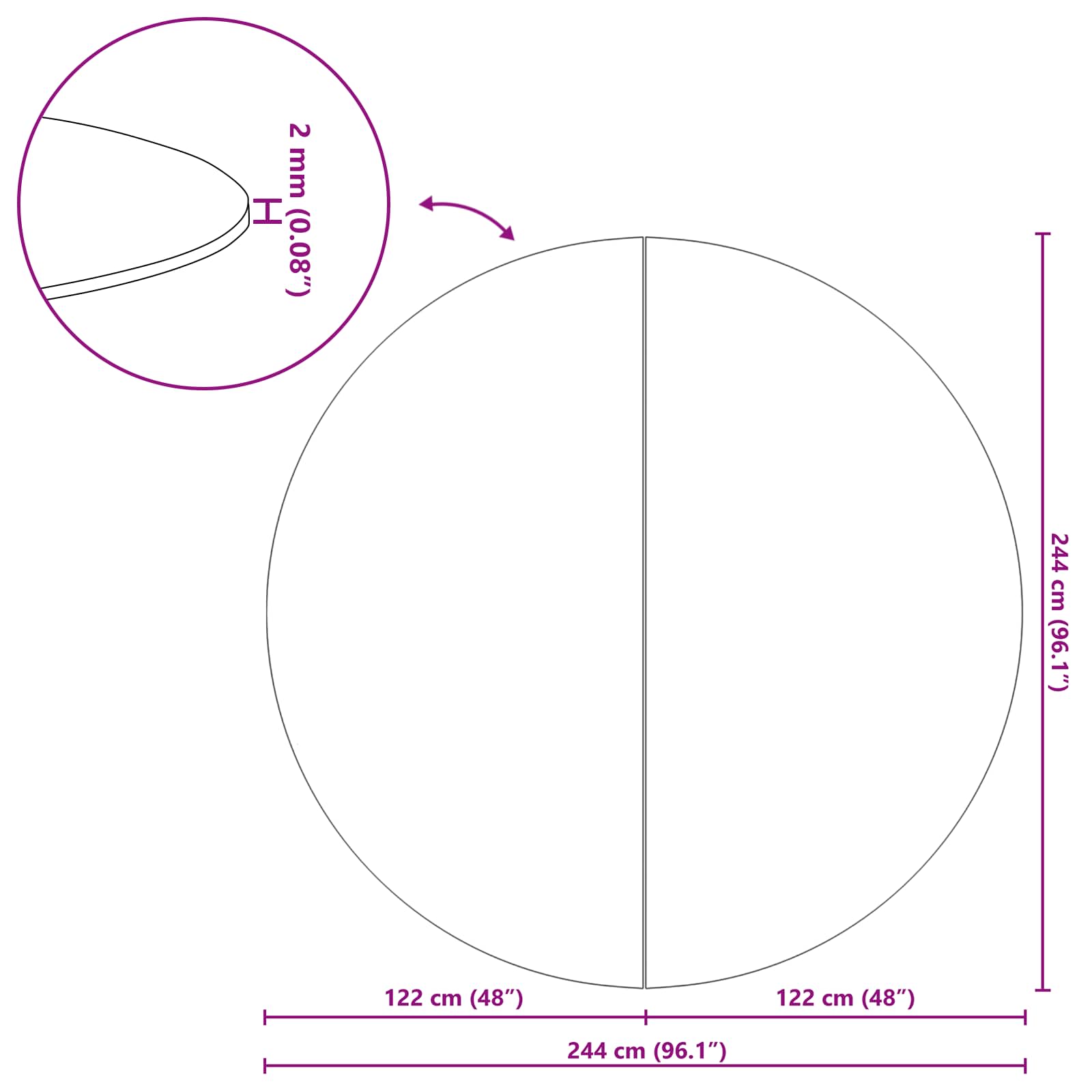 Telo per Fondo Piscina Ø 244 cm (1 mm) Rotondo Nero