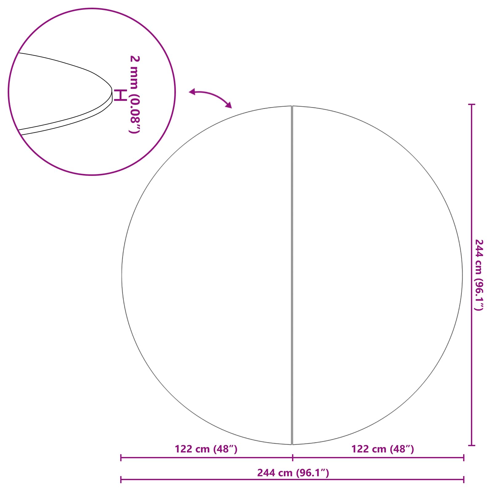 Telo per Fondo Piscina Ø 244 cm (2 mm) Rotondo Nero
