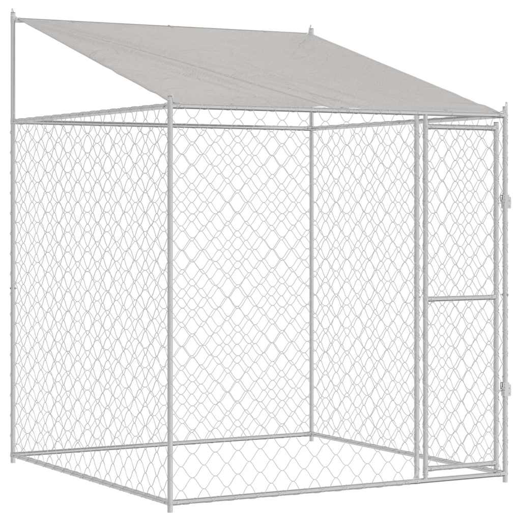 Gabbia per Cani con Tetto Argento 200 x 200 x 258 cm
