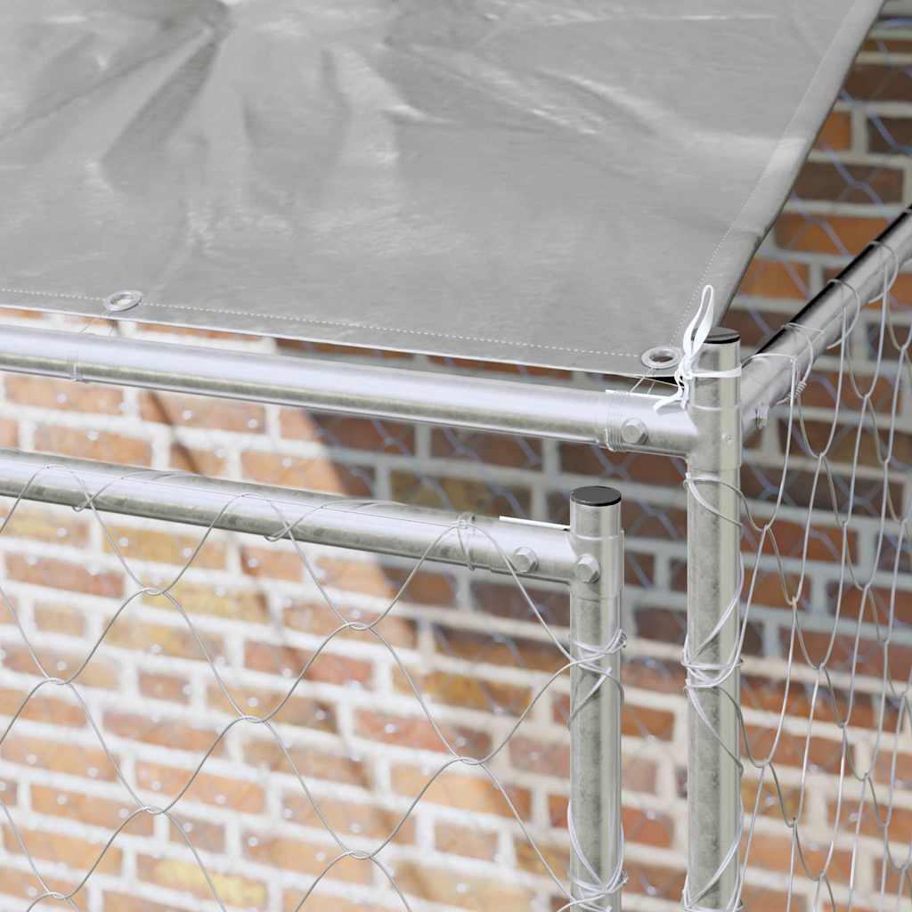 Gabbia per Cani con Tetto Argento 200 x 200 x 258 cm