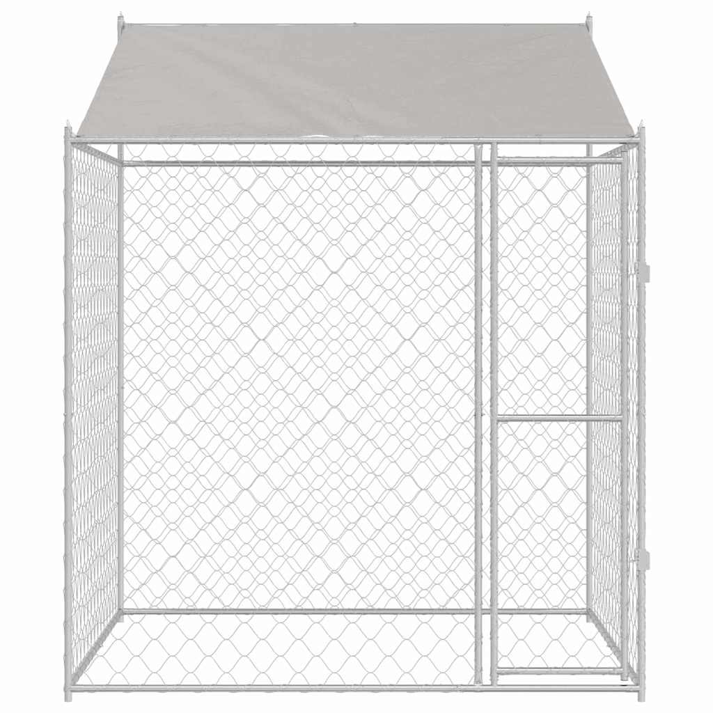 Gabbia per Cani con Tetto Argento 200 x 200 x 258 cm