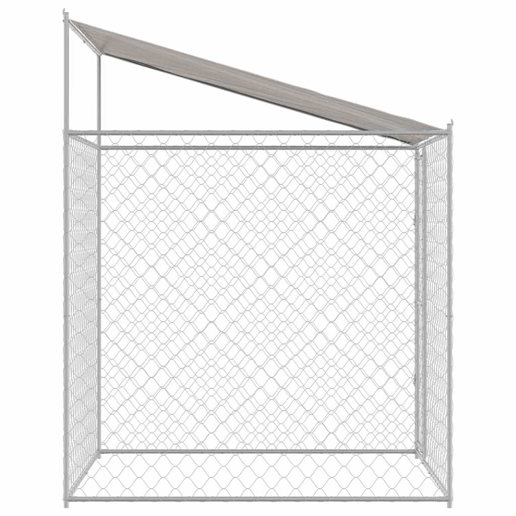 Gabbia per Cani con Tetto Argento 200 x 200 x 258 cm