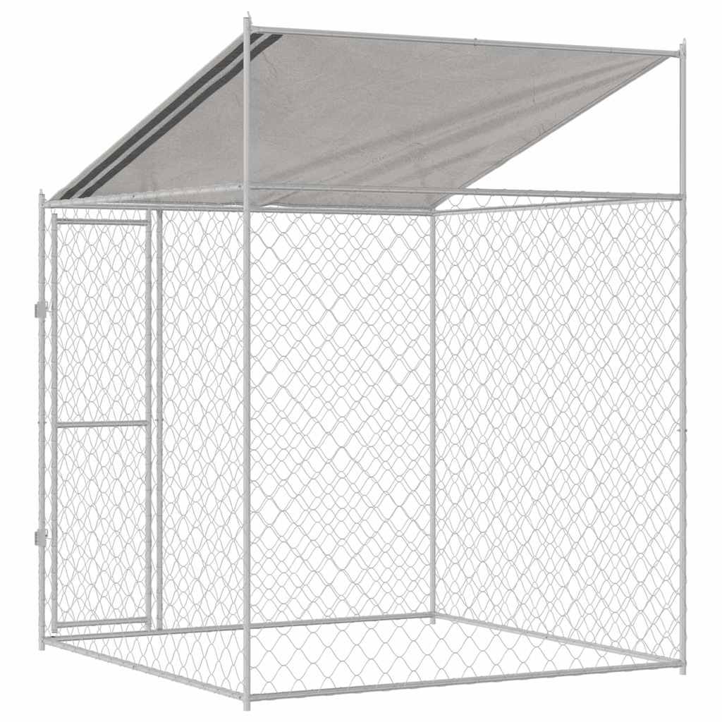 Gabbia per Cani con Tetto Argento 200 x 200 x 258 cm