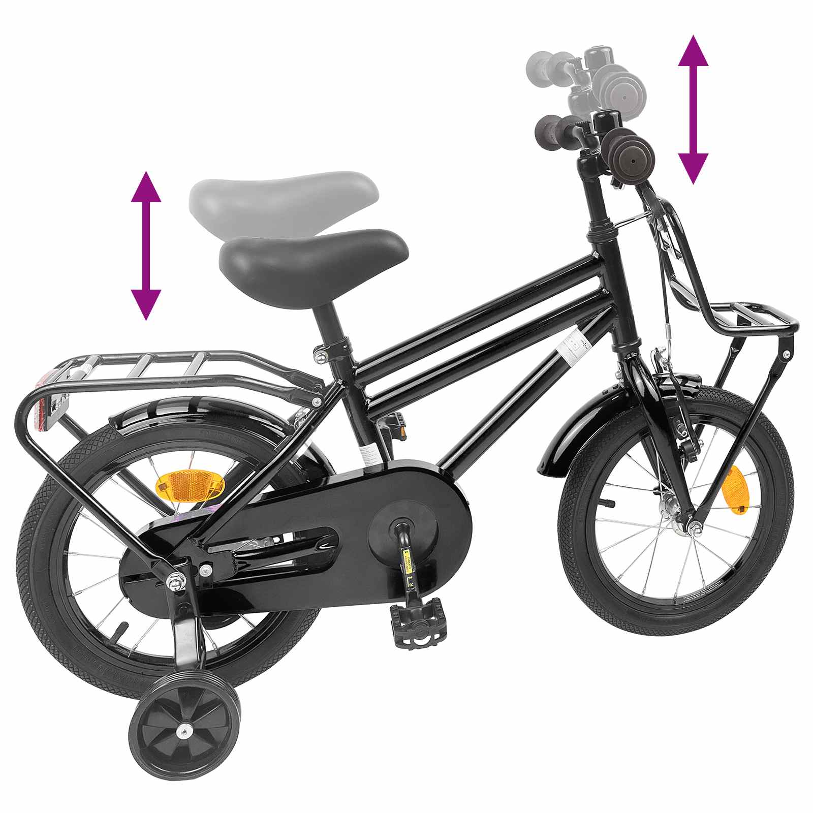 Bicicletta per Bambini 12 Pollici per bambini di 2-4 anni Nero