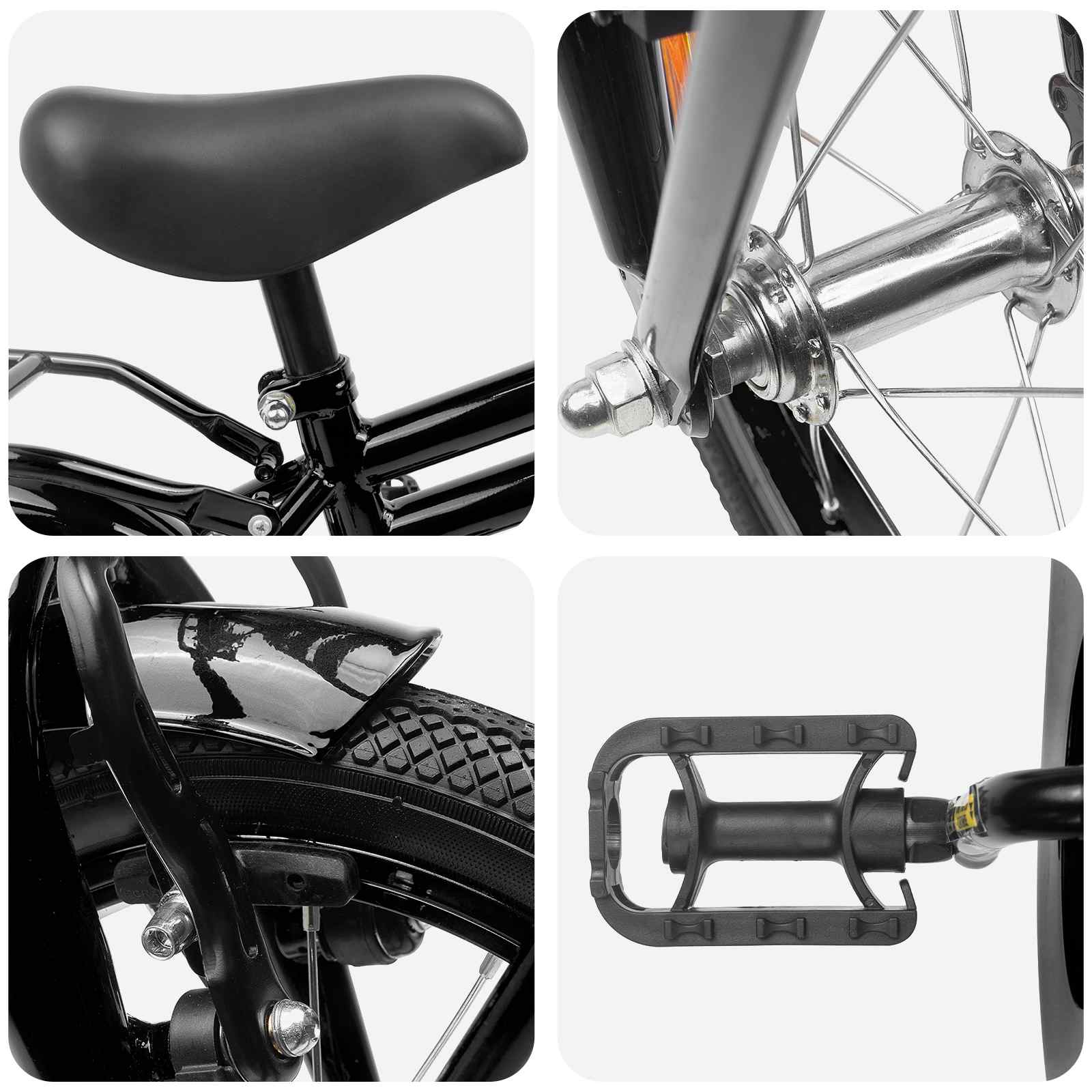 Bicicletta per Bambini 16 Pollici per bambini di 4-6 anni Nero