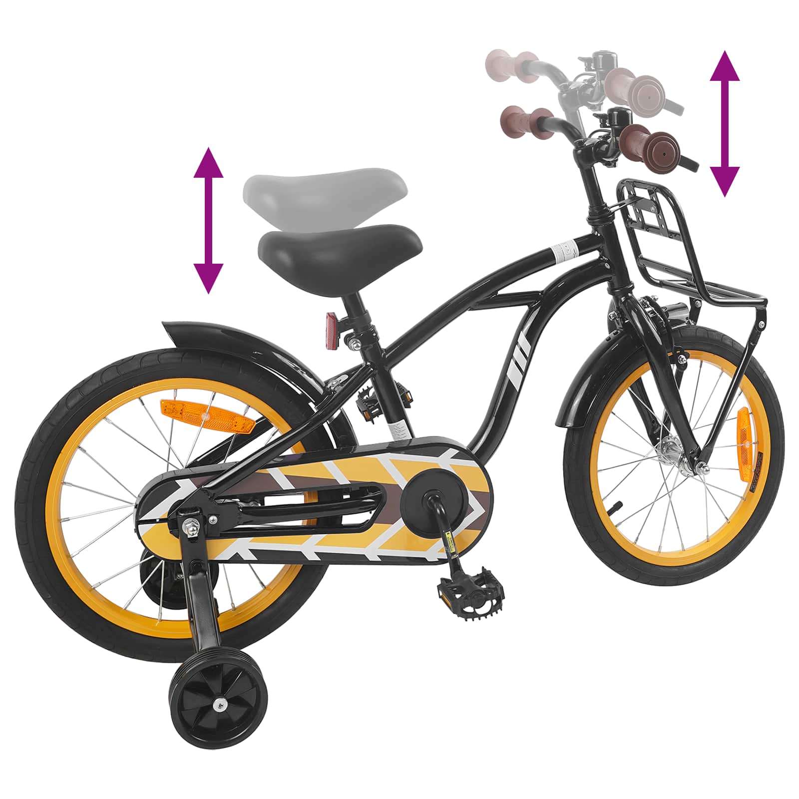 Bicicletta per Bambini 16 Pollici per bambini di 4-6 anni Nero
