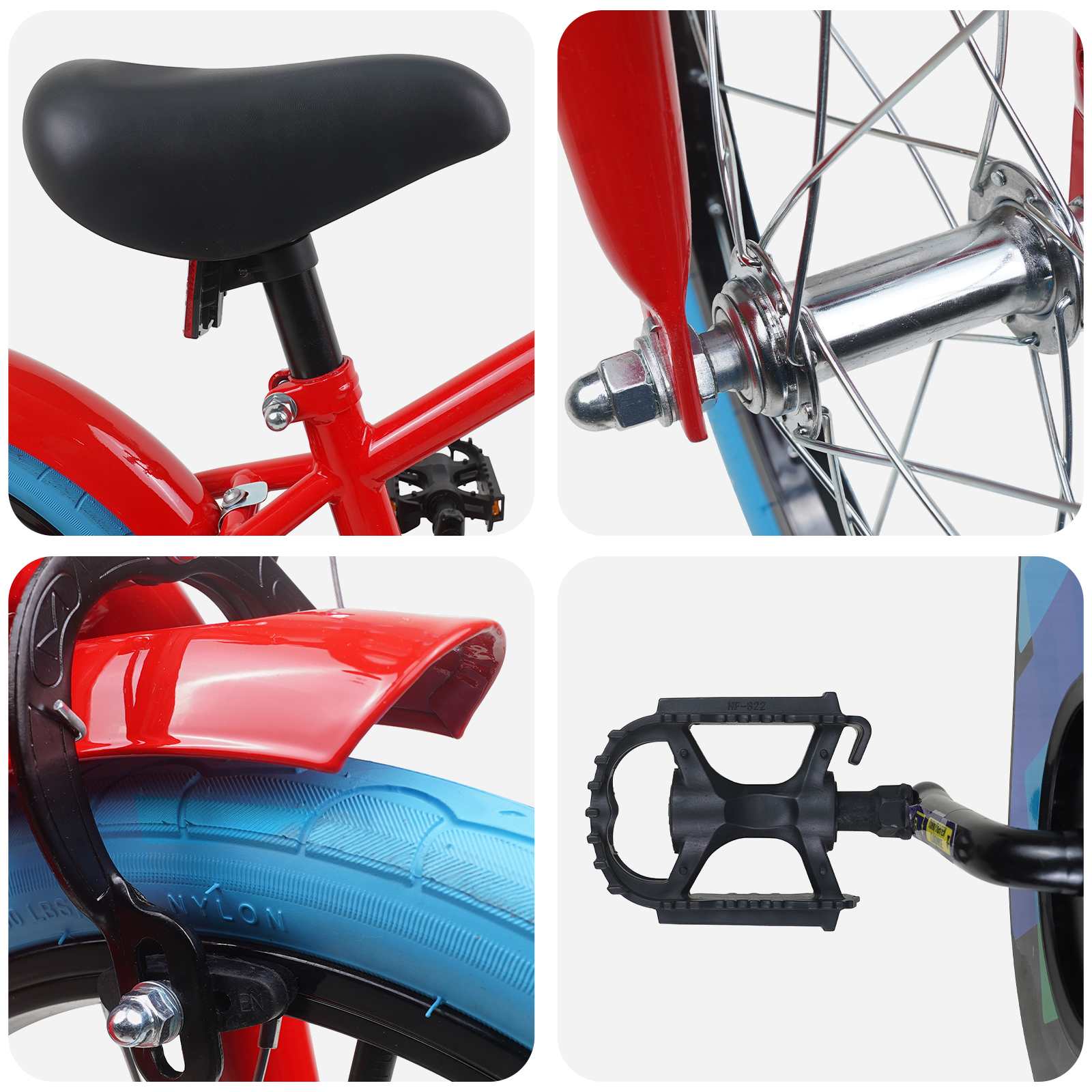 Bicicletta per Bambini 16 Pollici per bambini di 4-6 anni Rosso