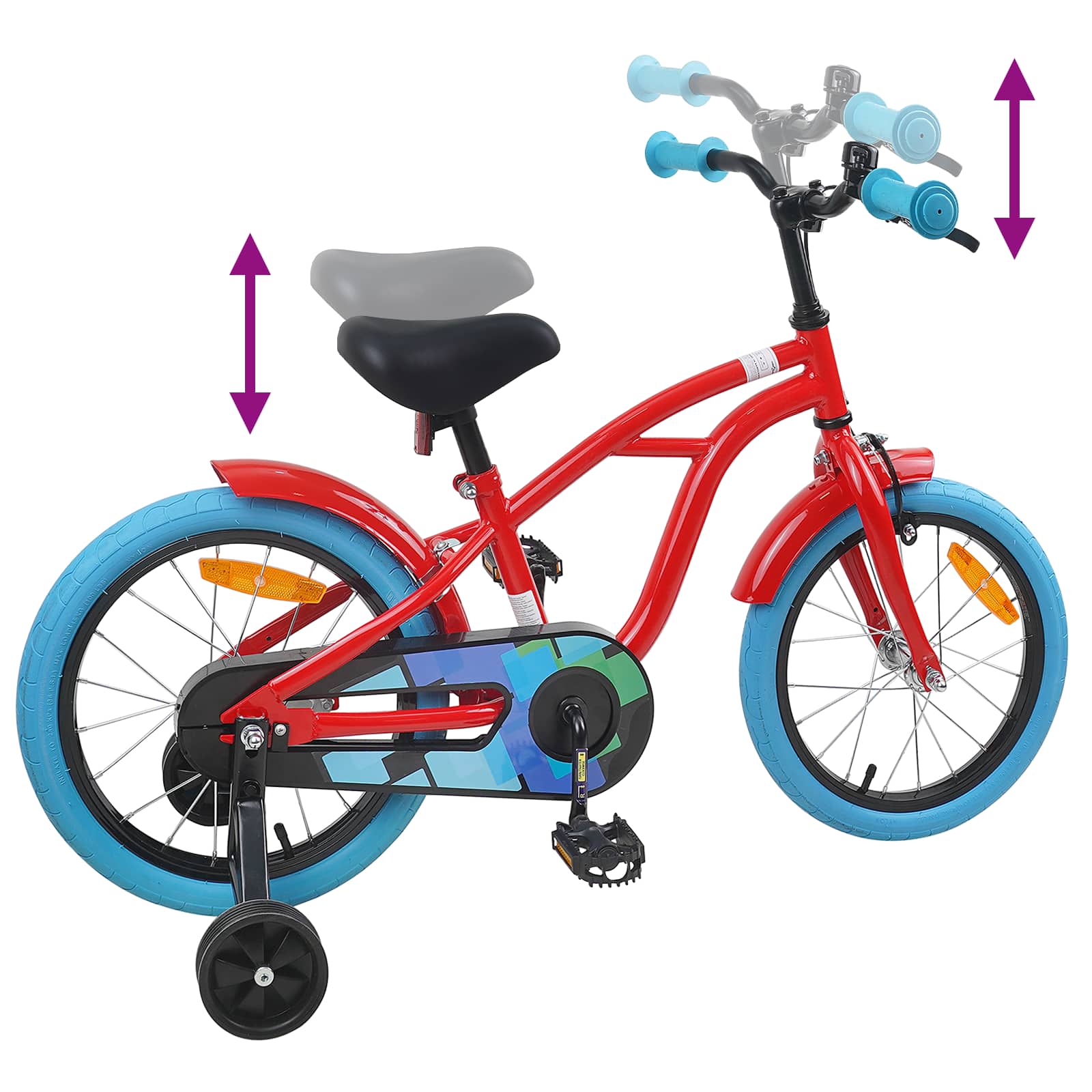Bicicletta per Bambini 16 Pollici per bambini di 4-6 anni Rosso