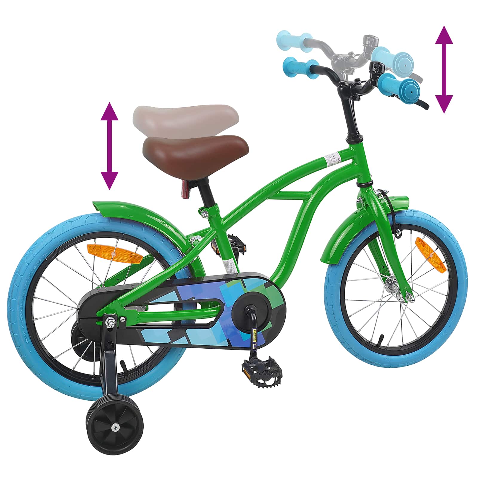 Bicicletta per Bambini 16 Pollici per bambini di 4-6 anni Verde