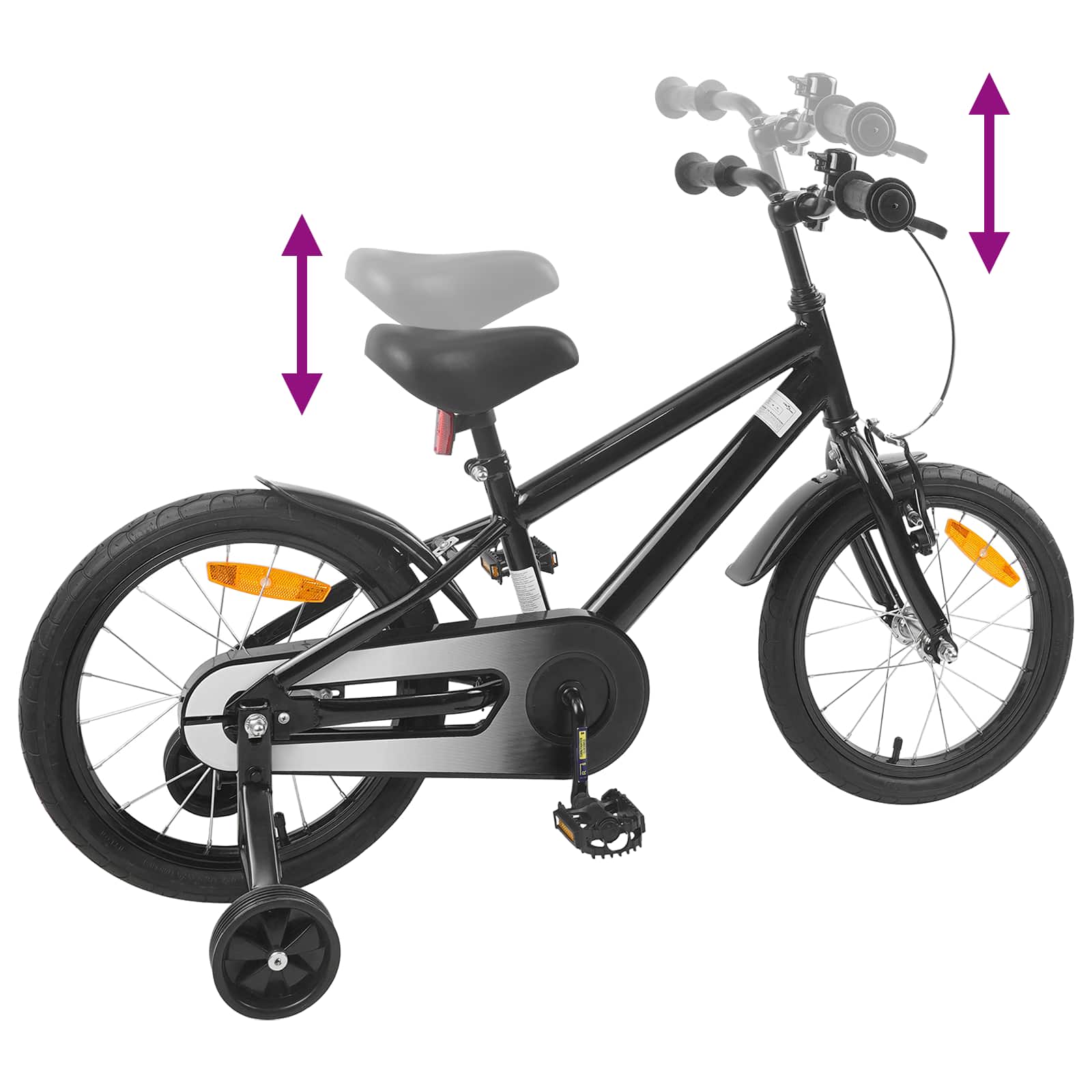 Bicicletta per Bambini 16 Pollici per bambini di 4-6 anni Nero