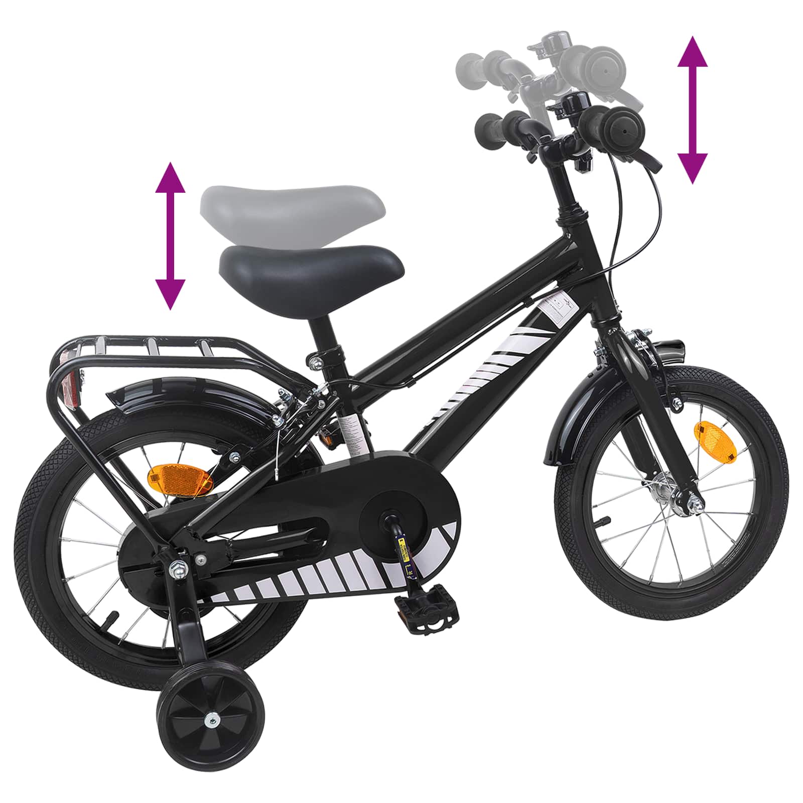 Bicicletta per Bambini 12 Pollici per bambini di 2-4 anni Nero