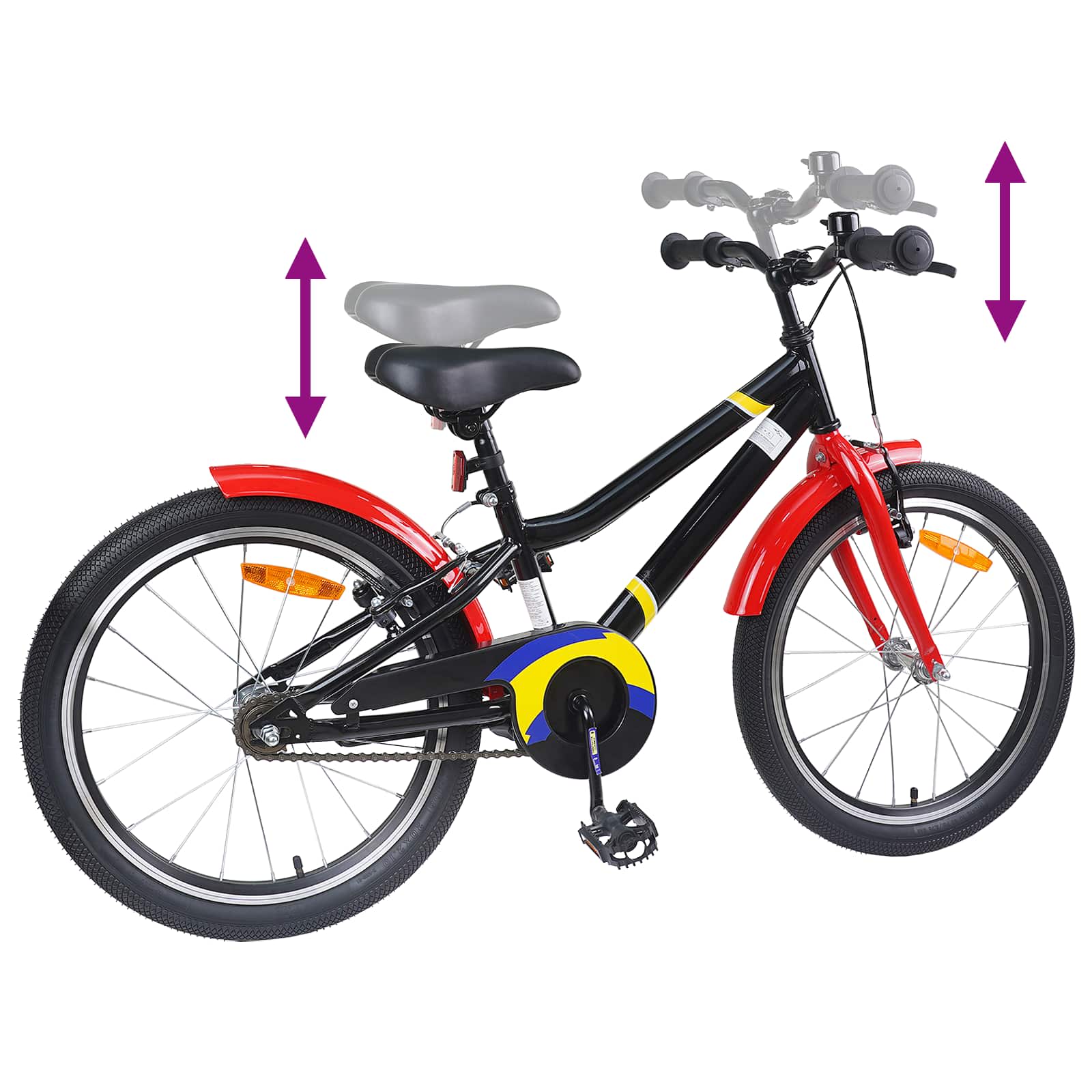 Bicicletta per Bambini 24 Pollici per 8-12 anni Nero e rosso