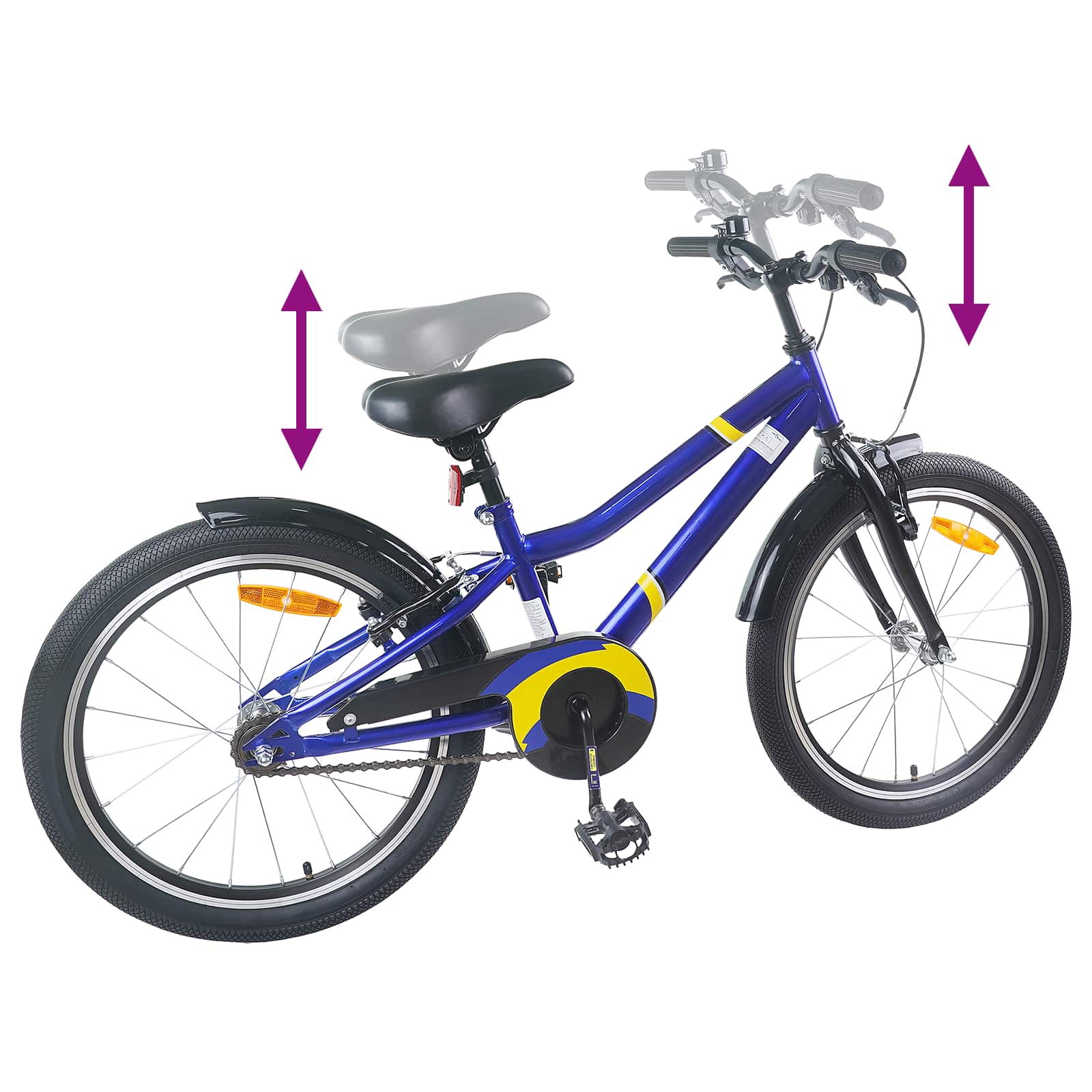 Bicicletta per Bambini 24 Pollici per 8-12 anni Nero Blu
