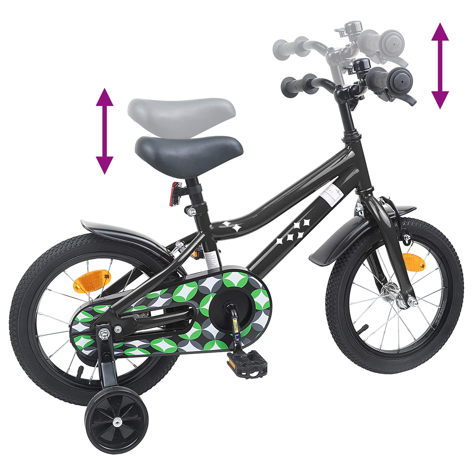 Bicicletta per Bambini 12 Pollici per bambini di 2-4 anni Nero