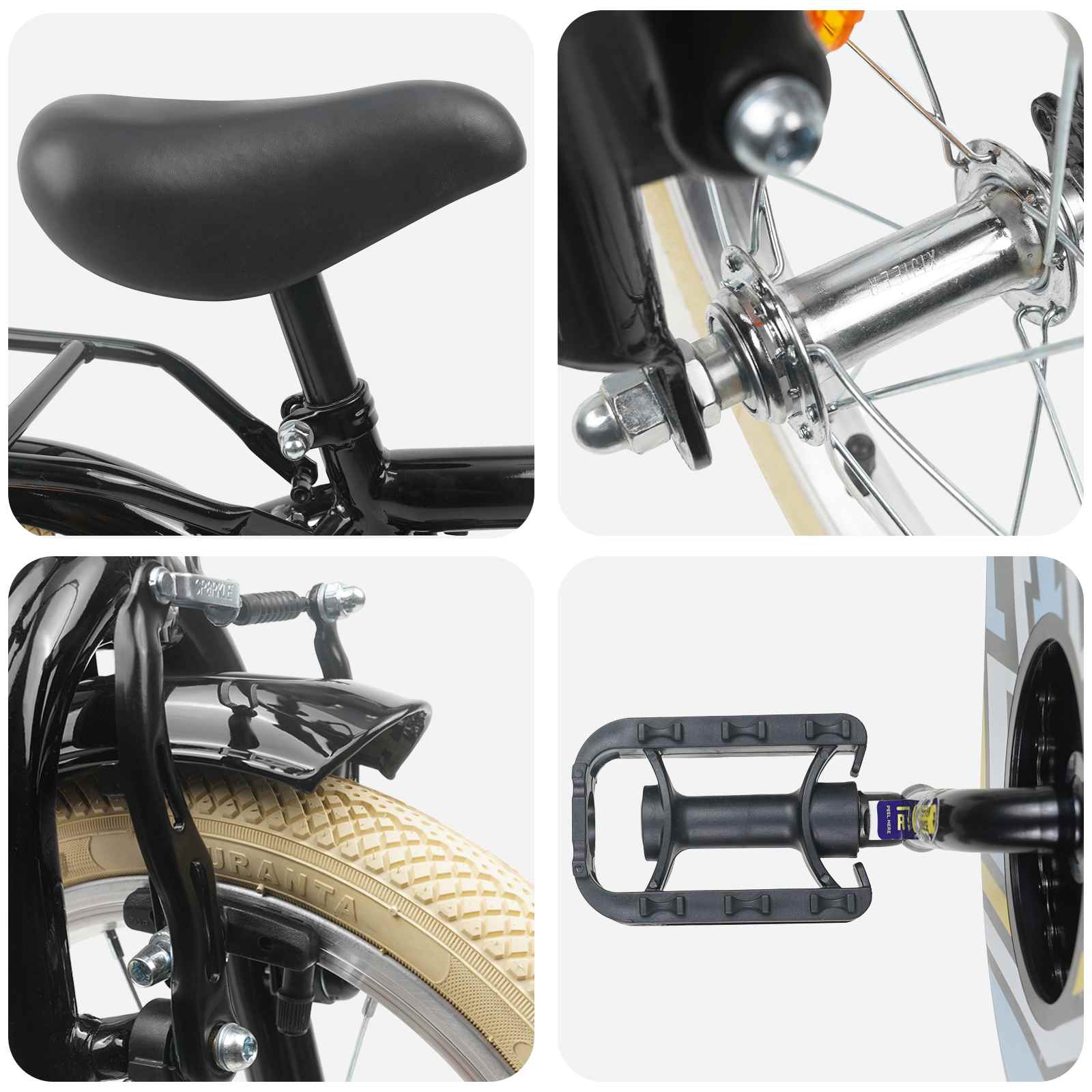 Bicicletta per Bambini 16 Pollici per bambini di 4-6 anni Nero