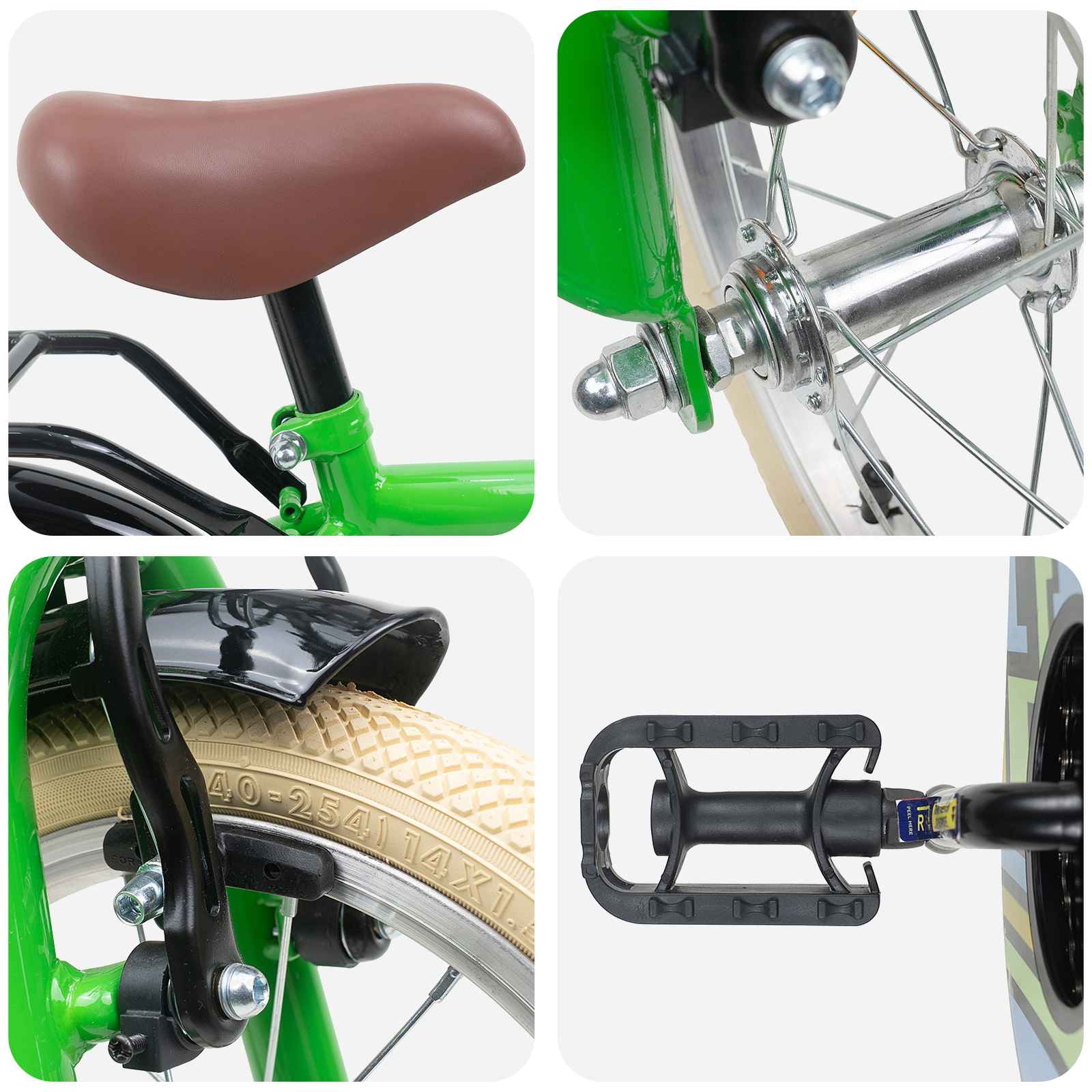 Bicicletta per Bambini 16 Pollici per bambini di 4-6 anni Verde