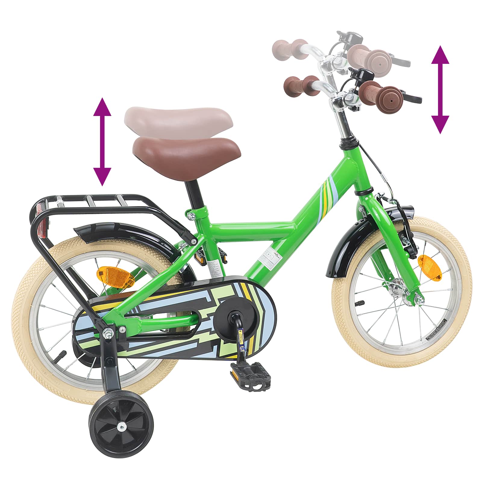 Bicicletta per Bambini 16 Pollici per bambini di 4-6 anni Verde