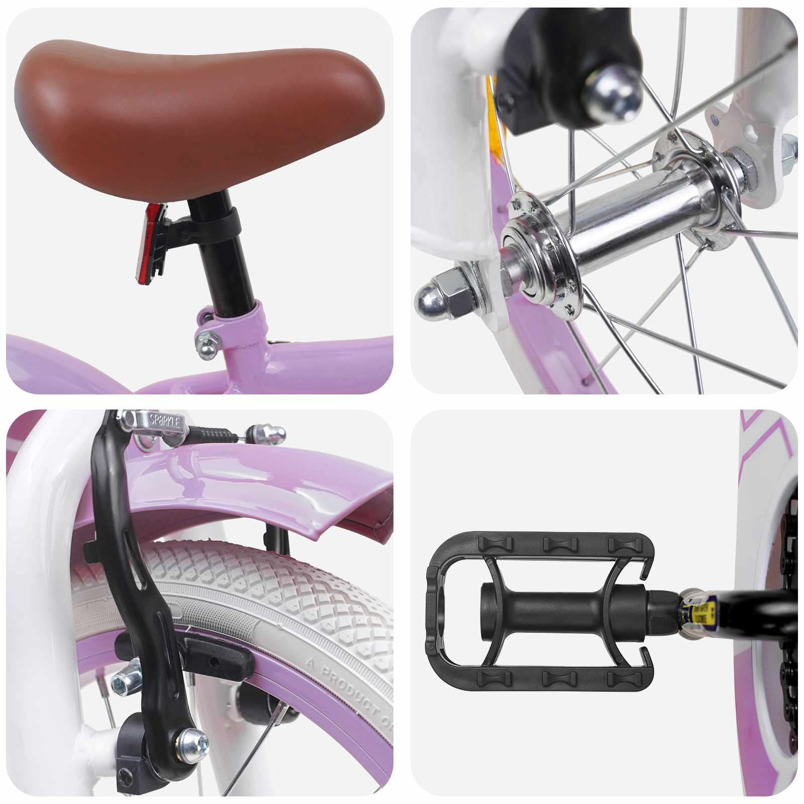 Bicicletta per Bambini 16 Pollici per bambini di 4-6 anni Viola