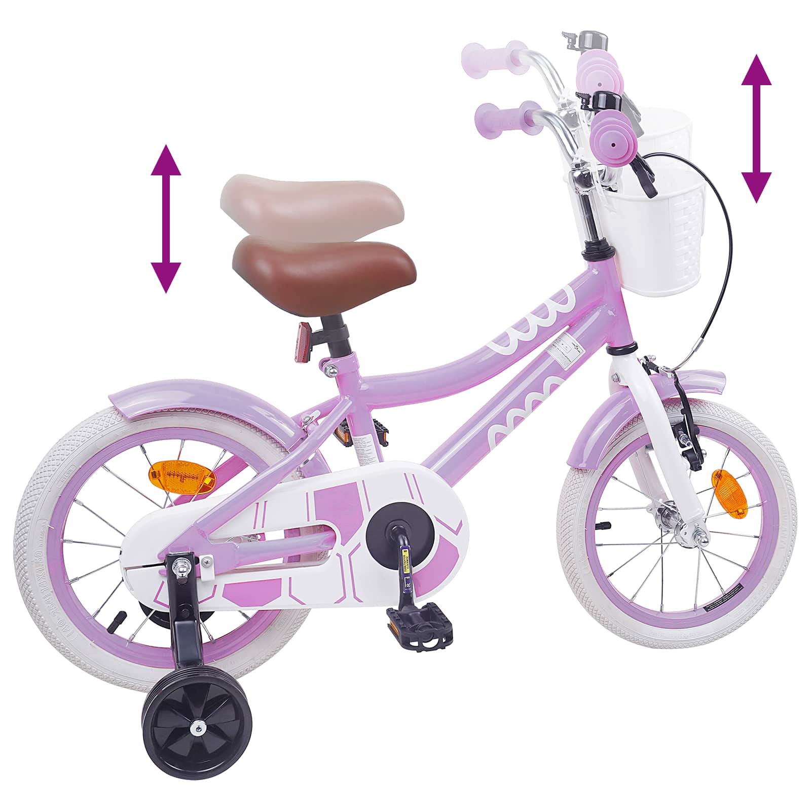 Bicicletta per Bambini 16 Pollici per bambini di 4-6 anni Viola