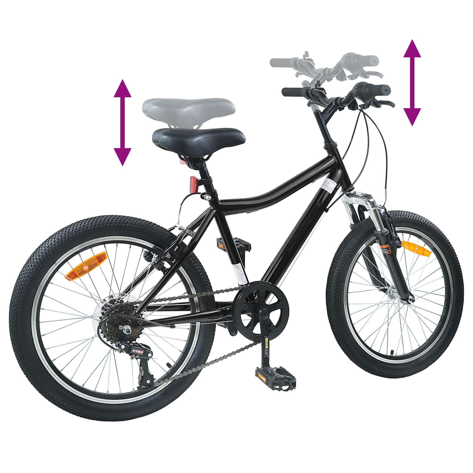 Bicicletta per Bambini 24 Pollici 6-Velocità per 8-12 anni Nero