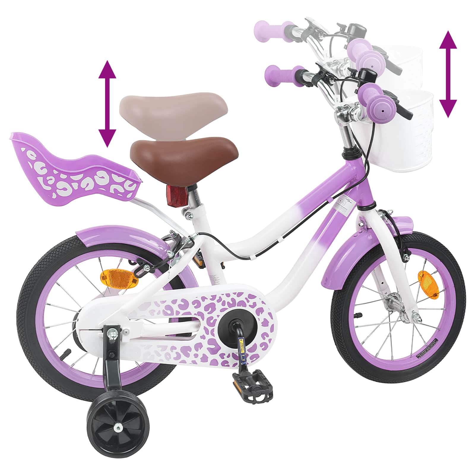 Bicicletta per Bambini 16 Pollici per bambini di 4-6 anni Viola
