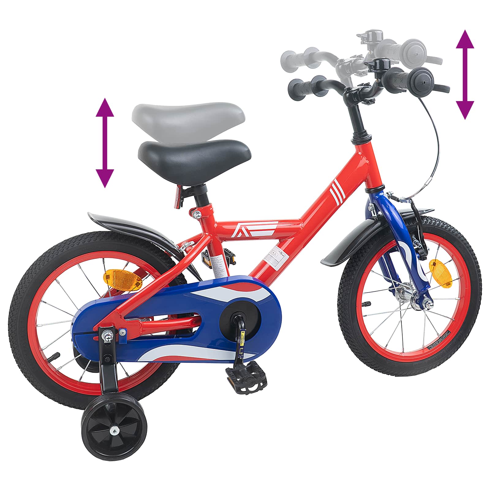 Bicicletta per Bambini 16 Pollici per bambini di 4-6 anni Rosso