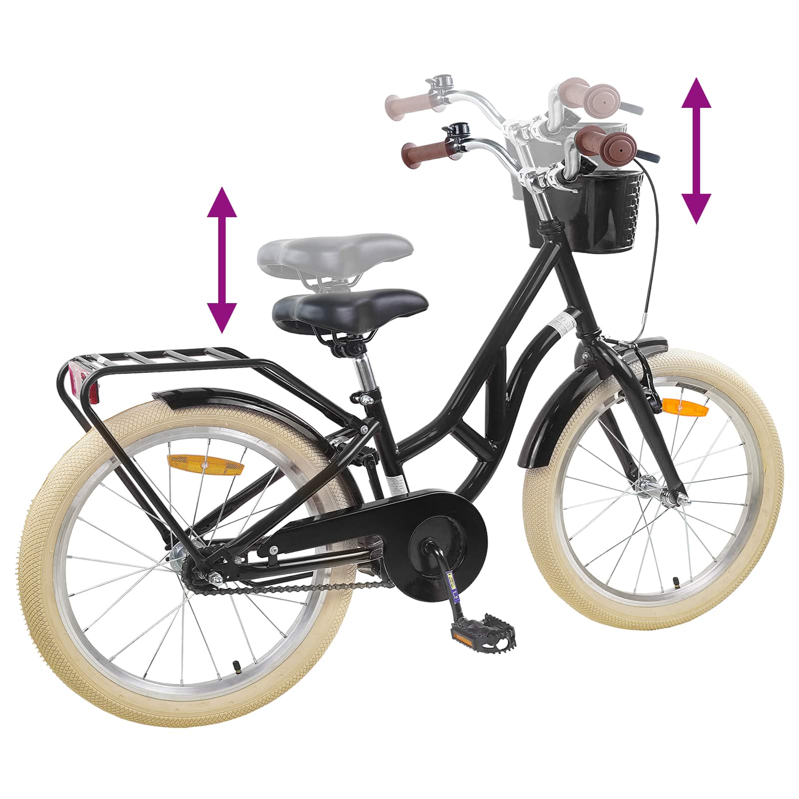 Bicicletta per Bambini 24 Pollici per 8-12 anni Nero